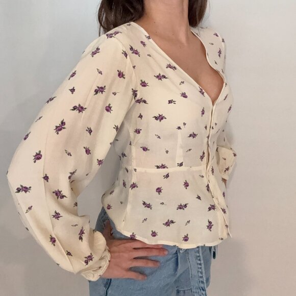 MANGO Floral Print Blouse - Size XS - Picture 1 of 8